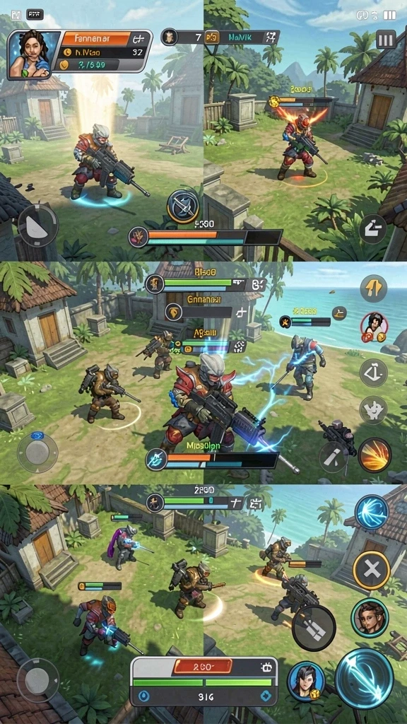 Screenshot memperlihatkan karakter pemain yang sedang bertempur dengan monster.